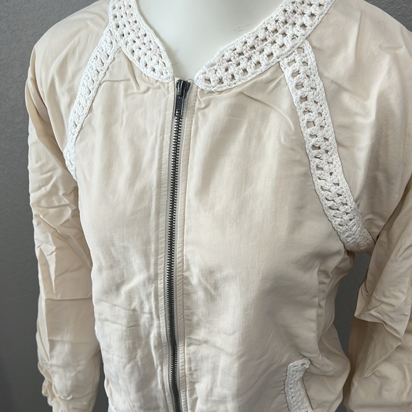 Free People Crochet Trim Full Zip Moto Jacket Large - Picture 3 of 7